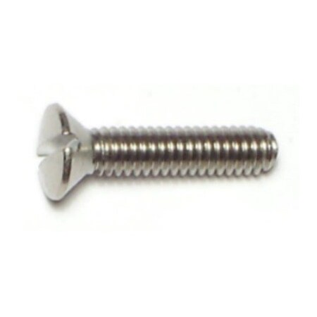 #8-32 X 3/4 In Slotted Oval Machine Screw, Plain Stainless Steel, 30 PK